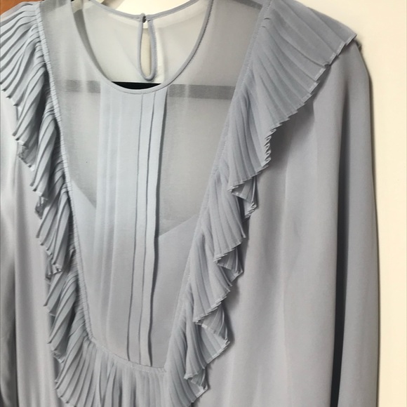 Excellent Condition Bcbg MAXAZRIA Mini Baby Blue DRESS XS Ruffle Drop Waist - Picture 2 of 9